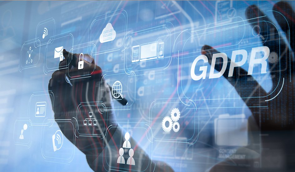 An award-winning digital marketing hand touches the word gdpr on a screen. An award-winning digital marketing hand touches the word gdpr on a screen.